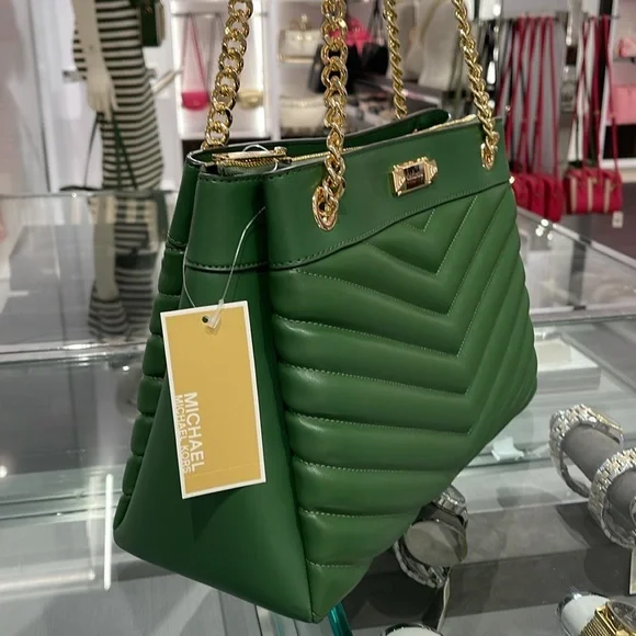 Michael Kors Whitney Women Ladies Medium Tote Shoulder Handbag Bag Purse Green - Picture 13 of 16